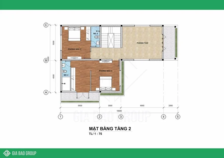 Mặt bằng công năng tầng 2