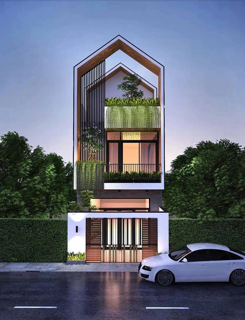 Thiết kế nhà phố 2 tầng 1 tum mái thái