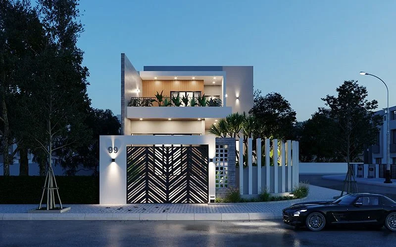 Mẫu nhà ống 2 tầng 1 tum 4 phòng ngủ