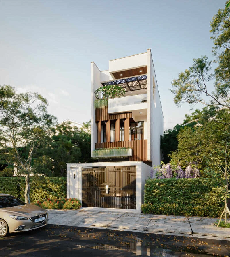 Dự án thiết kế nhà phố 2 tầng 1 tum được Gia Bảo Group thực hiện
