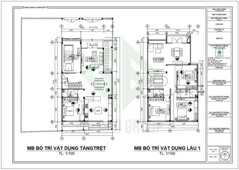 Bản vẽ mặt bằng công năng của mẫu nhà phố 2 tầng 4 phòng ngủ
