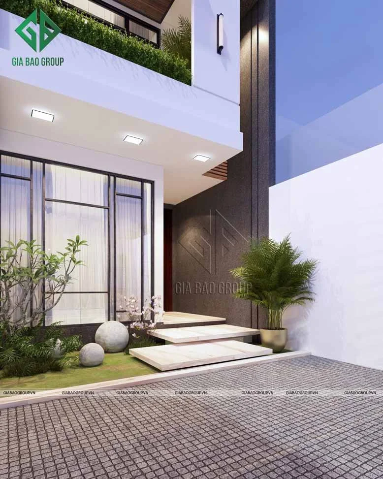 Mặt tiền của nhà phố 2 tầng