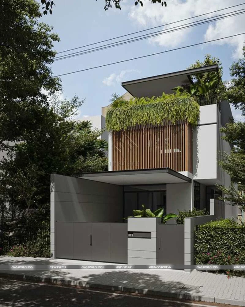 Thiết kế nhà phố 2 tầng 1 tum đẹp