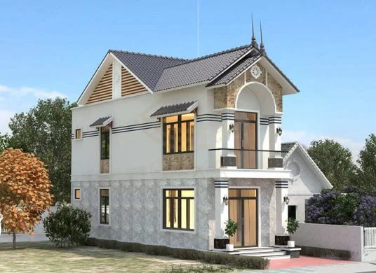 Mẫu thiết kế nhà phố 2 tầng mái Thái