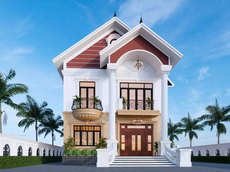 Nhà phố 2 tầng mái thái phong cách tân cổ điển