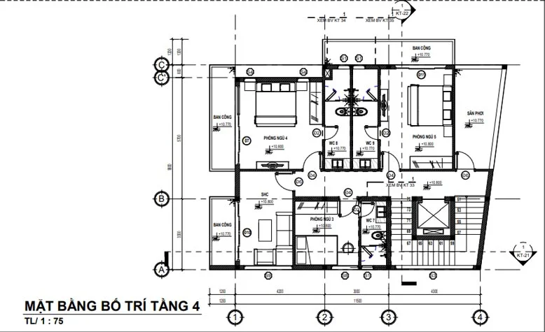 Phối cảnh mặt bằng tầng 4