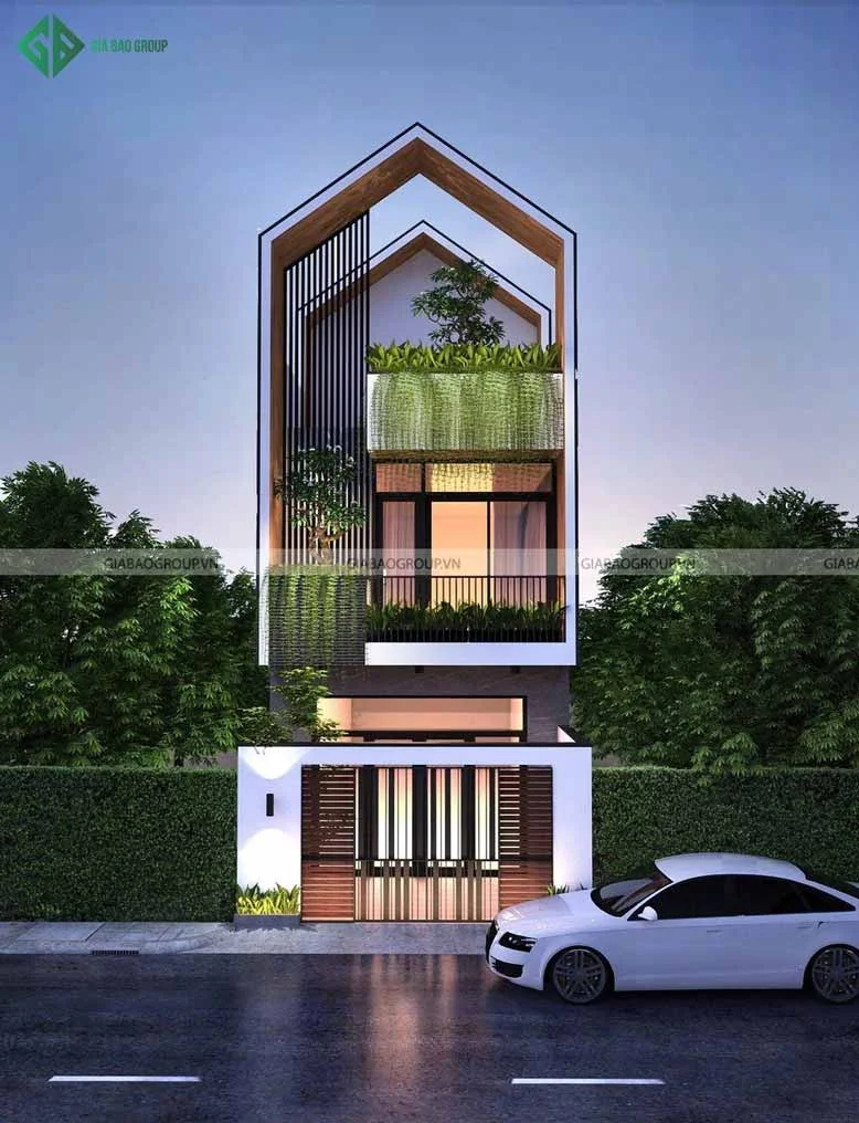Nhà phố mái ngói thiết kế độc đáo