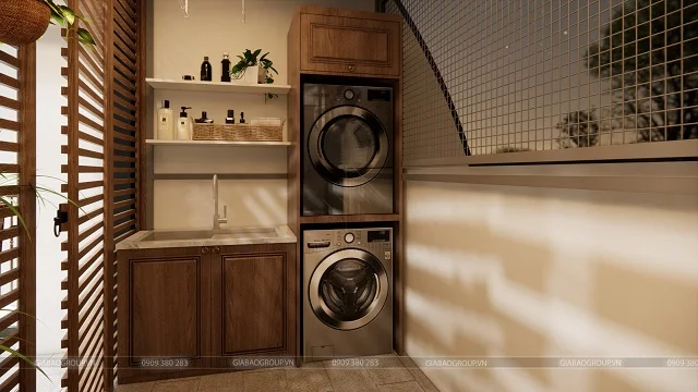 Khu vực xử lý quần áo tầng tum của thiết kế nội thất tân cổ điển