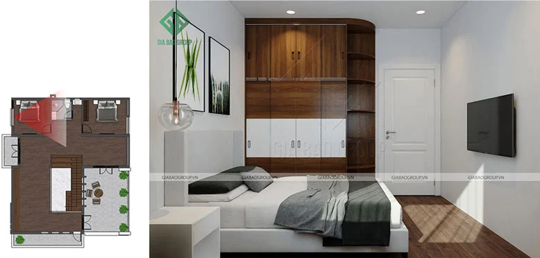 Nội thất biệt thự phòng ngủ 1 và phòng ngủ 2