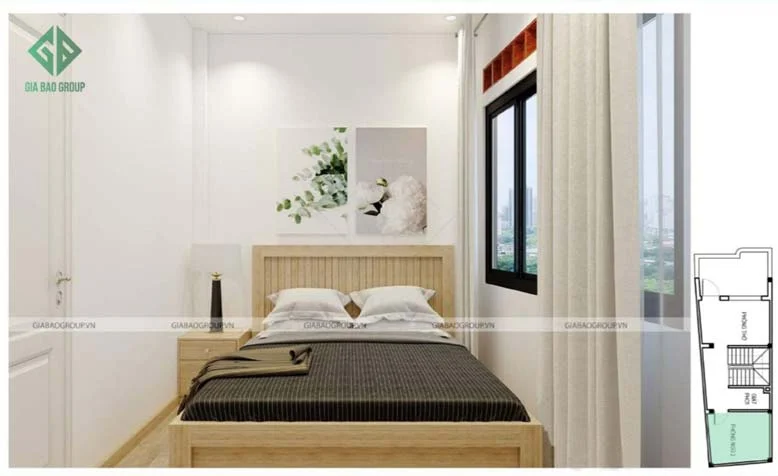 Thiết kế nội thất nhà phố đẹp - phòng ngủ đơn giản