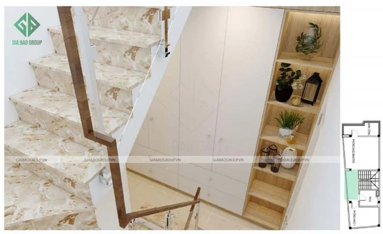 Thiết kế nội thất nhà phố đẹp với cầu thang làm điểm nhấn