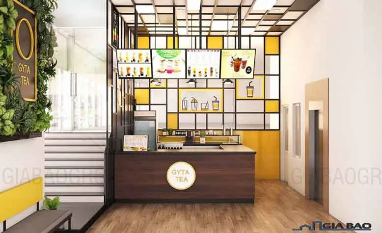 Quầy oder của thiết kế quán trà sữa đẹp