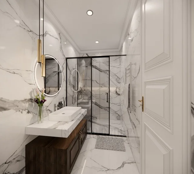 Khu vực WC tầng 3 của thiết kế nội thất tân cổ điển