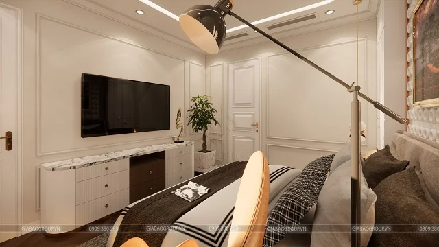 Phòng ngủ tầng 4 của thiết kế nội thất tân cổ điển