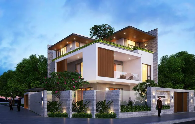 Mẫu biệt thự đẹp 3 tầng với thiết kế đơn giản