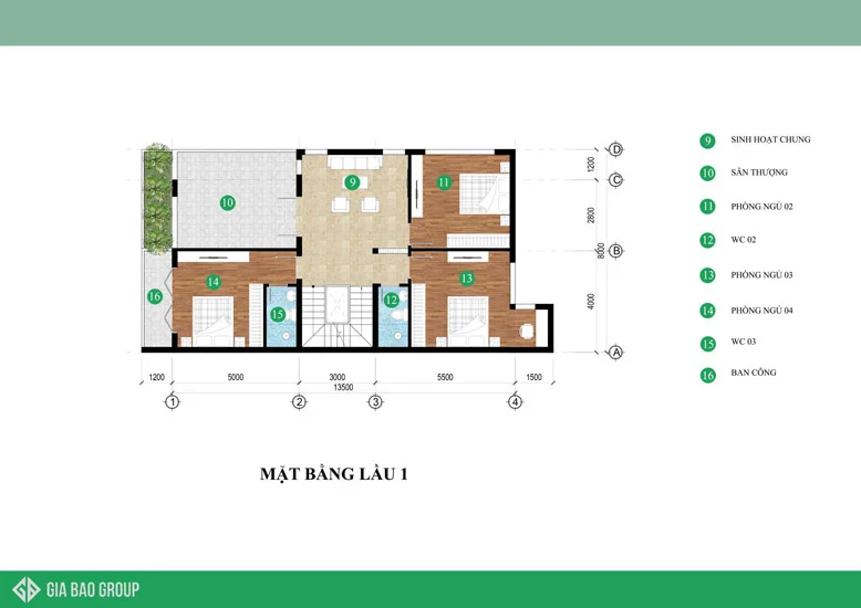 Mặt bằng tầng 1 của thiết kế nhà biệt thự phố sang trọng
