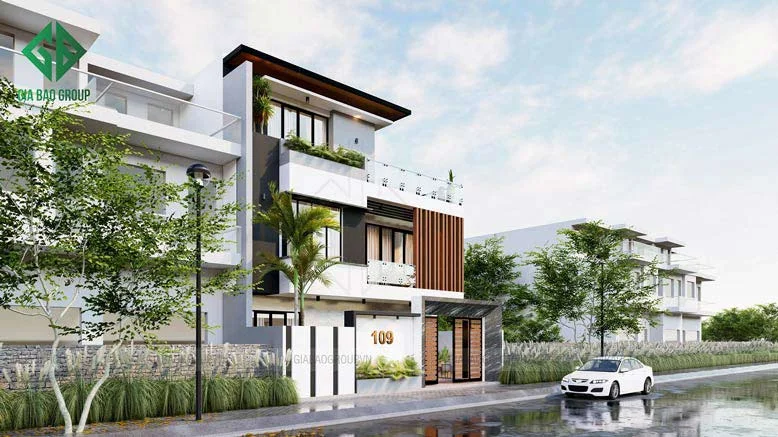 Sử dụng nhiều cửa kính tạo sự sang trọng cho nhà phố 3 tầng