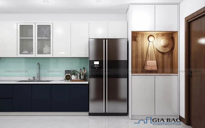 Thiết kế thi công nội thất căn hộ cho phòng bếp tối giản