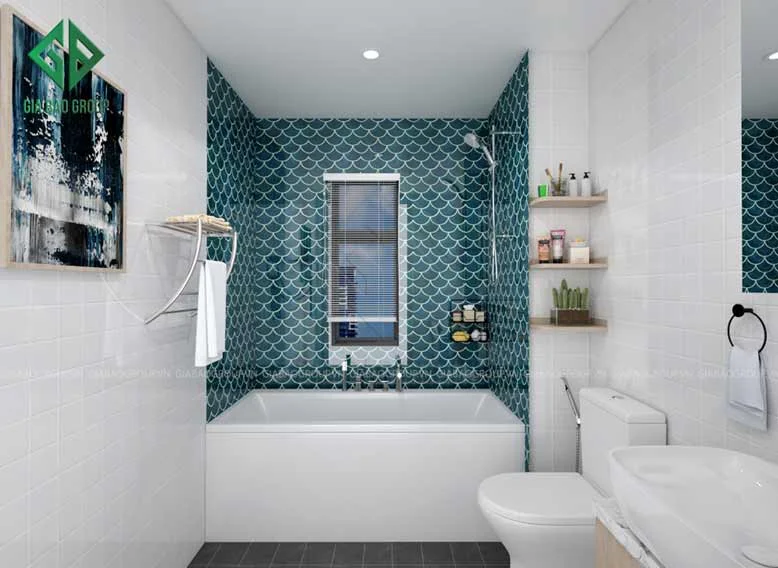 Thiết kế nội thất nhà phố lavila với phòng tắm bắt mắt