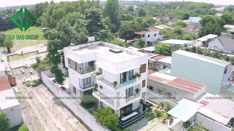 Toàn cảnh không gian bên ngoài của nhà phố đẹp 3 tầng